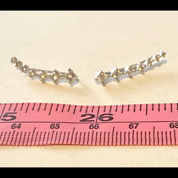 Sterling Silver Post Ear Crawler With CZ Studs - Picture 4 of 7